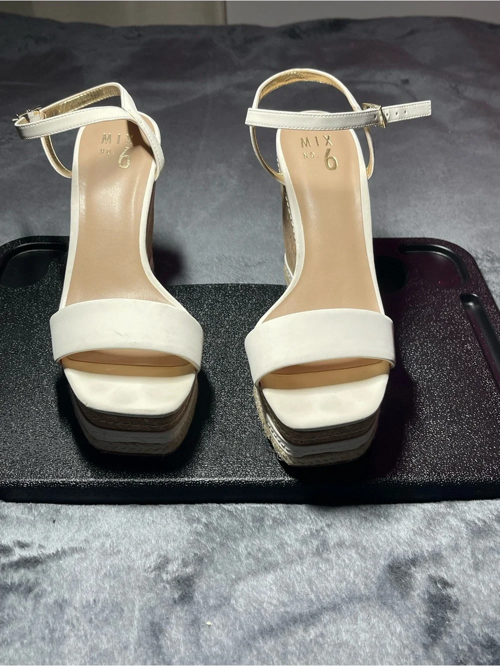Mix No. 6 Cream Platform Ankle-Strap Sandals
